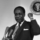 President Kwame Nkrumah speaking at the White House on Mar. 8, 1961